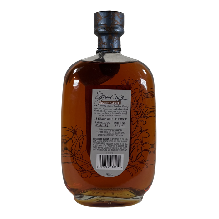 1989 Elijah Craig 18 Year Old Single Barrel Special Batch 3725 Kentucky Straight Bourbon Whiskey 750ml