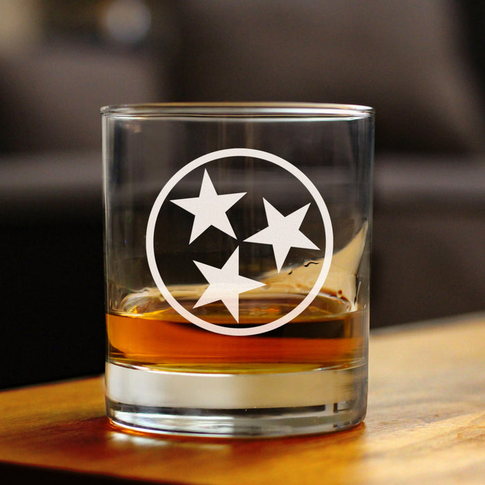 Tennessee Flag Whiskey Rocks Glass - State Themed Drinking Decor and Gifts for Tennessean Women & Men - 10.25 Oz Whisky Tumbler Glasses