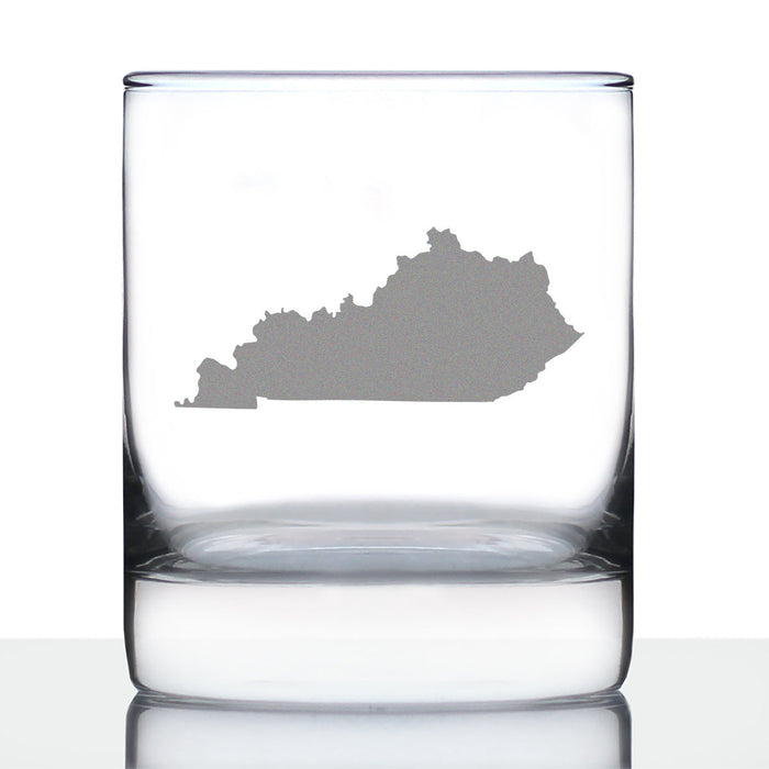 Kentucky State Outline Whiskey Rocks Glass - State Themed Drinking Decor and Gifts for Kentuckian Women & Men - 10.25 Oz Whisky Tumbler Glasses