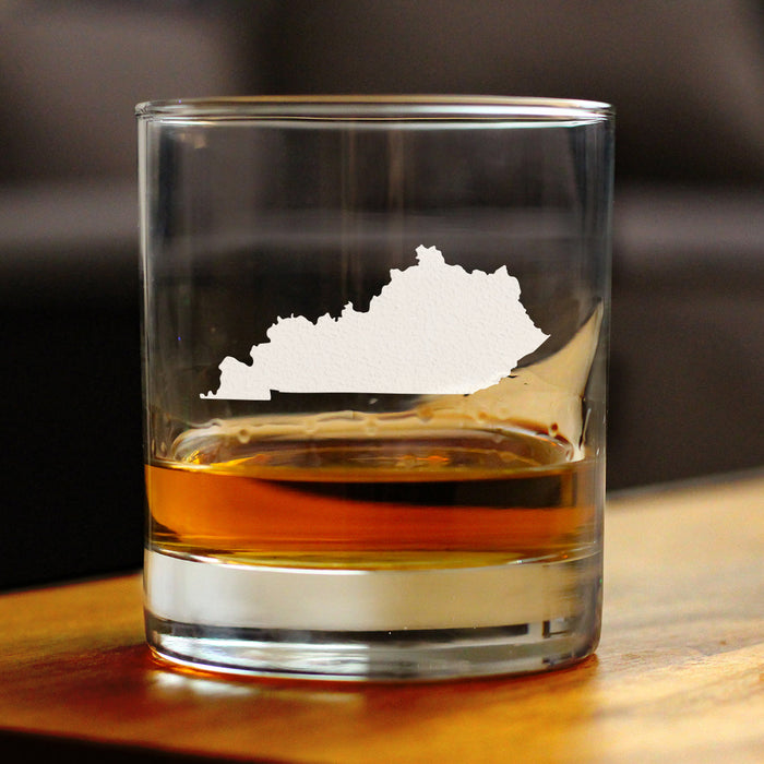 Kentucky State Outline Whiskey Rocks Glass - State Themed Drinking Decor and Gifts for Kentuckian Women & Men - 10.25 Oz Whisky Tumbler Glasses