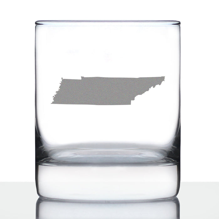 Tennessee State Outline Whiskey Rocks Glass - State Themed Drinking Decor and Gifts for Tennesseean Women & Men - 10.25 Oz Whisky Tumbler Glasses