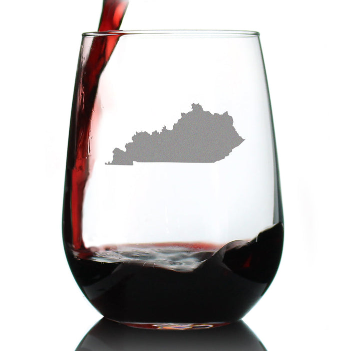 Kentucky State Outline Stemless Wine Glass - State Themed Drinking Decor and Gifts for Kentuckian Women & Men - Large 17 Oz Glasses