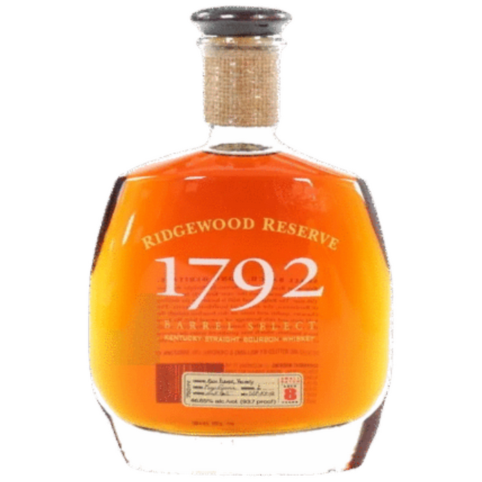 1792 Ridgewood Reserve 8 Year Old Barrel Select Kentucky Straight Bourbon Whiskey