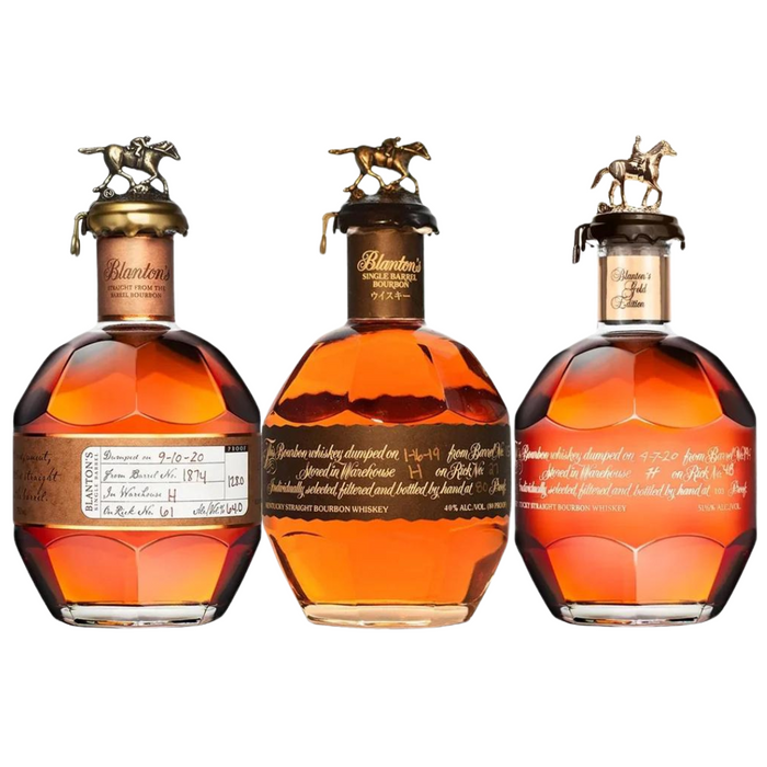 Blanton's Straight from the Barrel, Black Label and Gold Edition 3 Bottles Bundle Pack