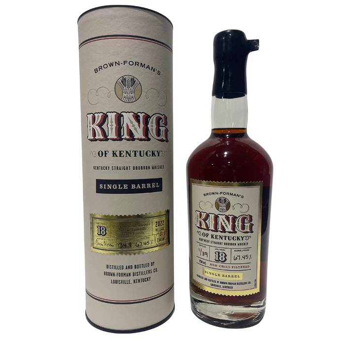 2022 Brown Forman's King of Kentucky Single Barrel 18 Year Old Bottle 1 of 39 Kentucky Straight Bourbon Whiskey 750ml