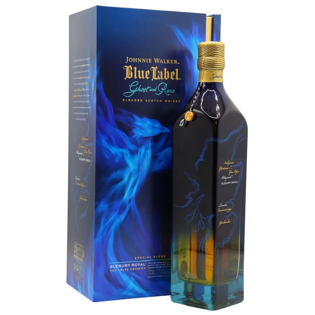 Johnnie Walker Blue Label Ghost and Rare Glenury Royal Blended