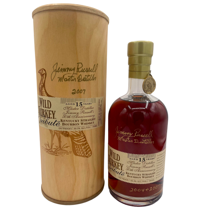 Wild Turkey Tribute 15 Year Old Jimmy Russell 50th Anniversary Kentucky Straight Bourbon Whiskey