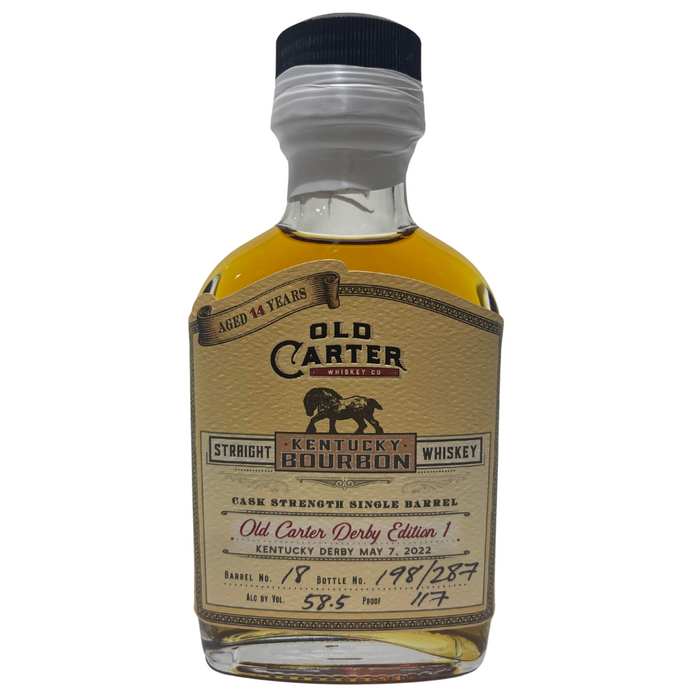 Old Carter 14 Year Old Derby Edition 1 Barrel 18 Single Barrel Bottle 198 of 207 Kentucky Straight Bourbon Whiskey 100ml