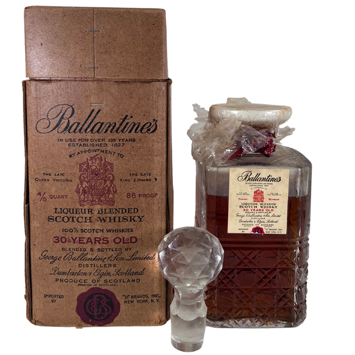 1960's Ballantine's 30 Year Old Crystal Decanter 4/5 Quart