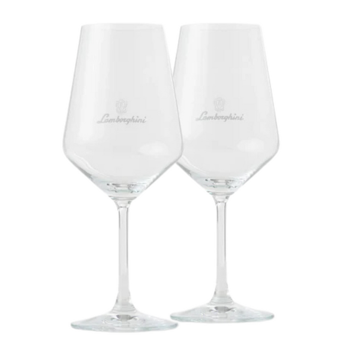 2 Lamborghini Branded Crystal Wine Glasses