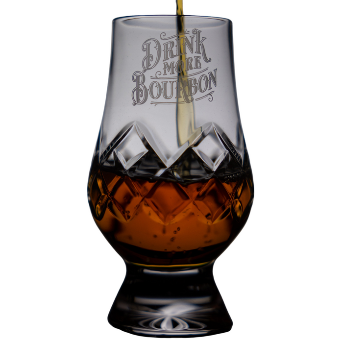 Drink More Bourbon Cut Crystal Glencairn