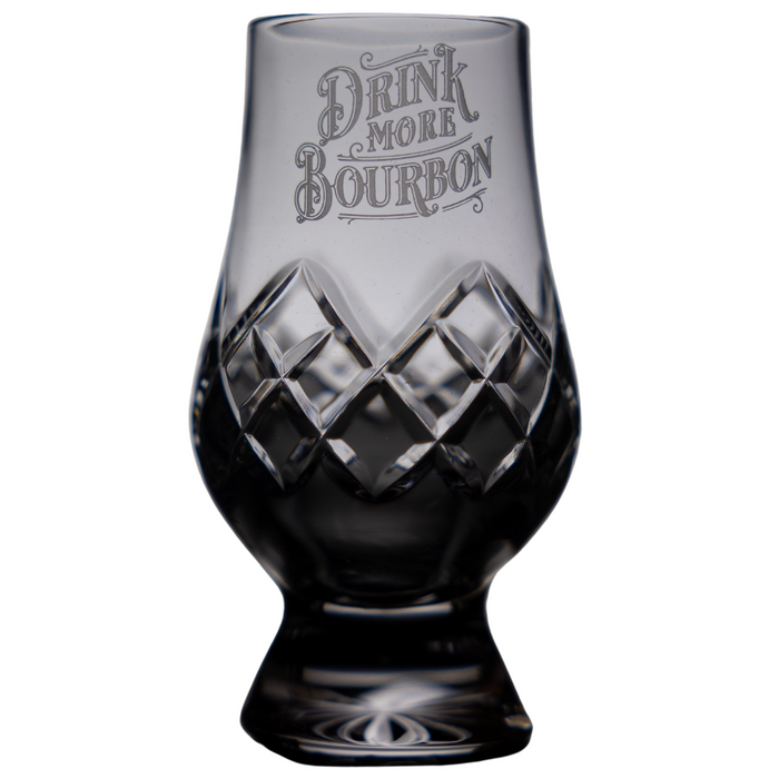 Drink More Bourbon Cut Crystal Glencairn