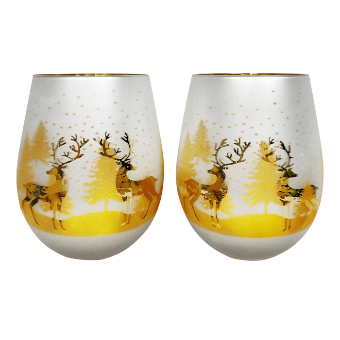 Gold & Silver Deer Stemless Glasses