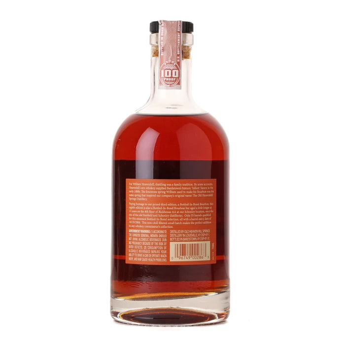 William Heavenhill Small Batch Bottled in Bond 13 Year Bourbon 750ml Back