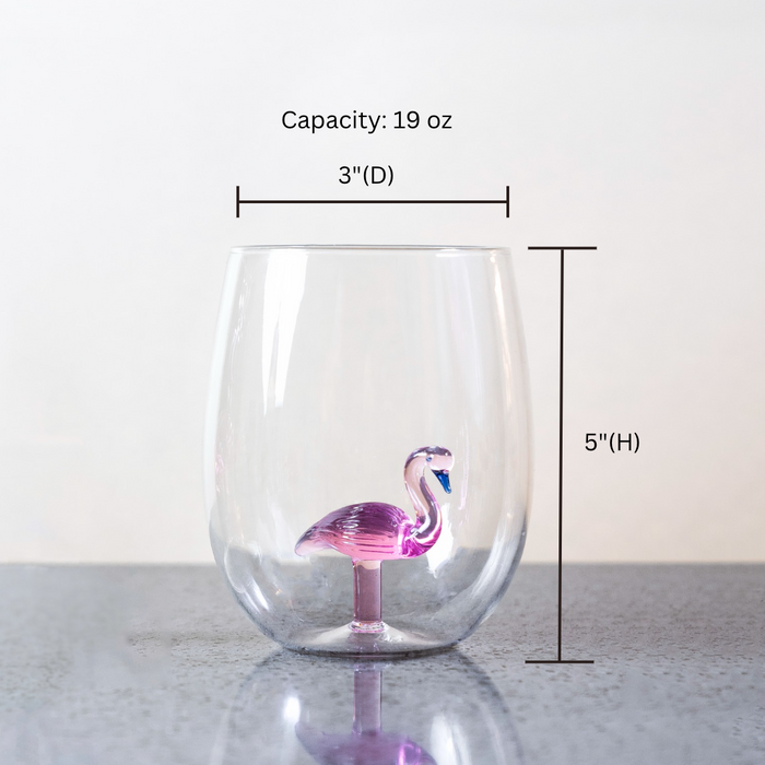 Figural Flamingo Stemless Glasses