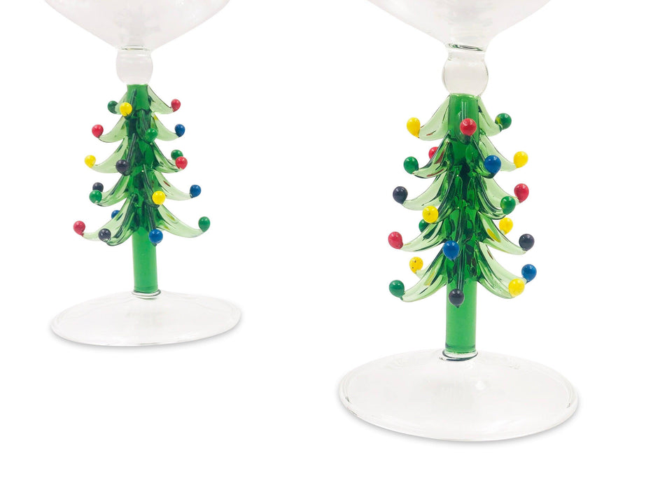 Figural Christmas Tree Wine Glasses