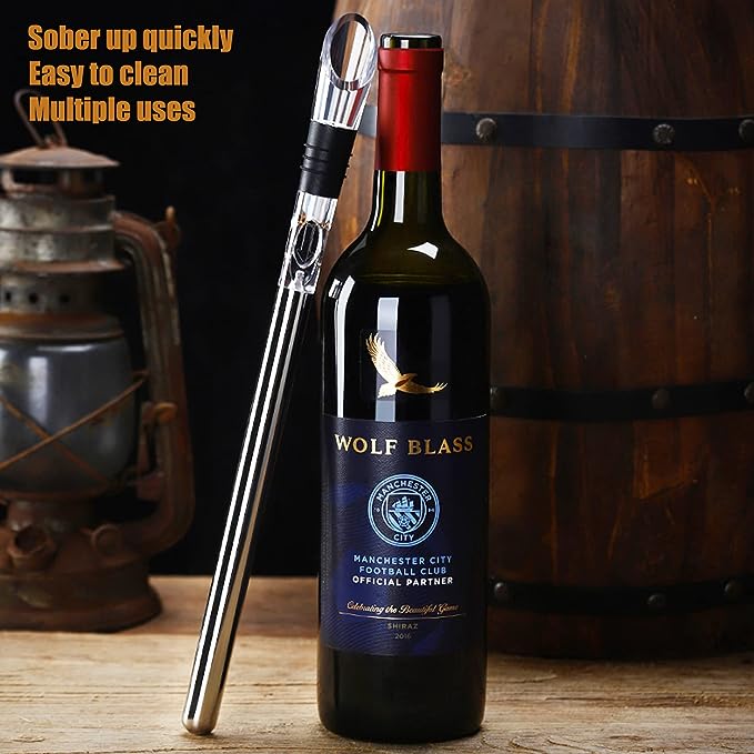 3-in-1 Stainless Steel Wine Chiller with Wine Aerator and Wine Pourer