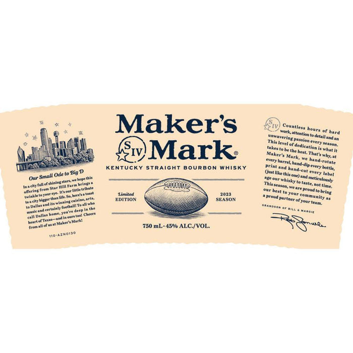 Maker's Mark Dallas Cowboys 2023 Kentucky Straight Bourbon Whisky
