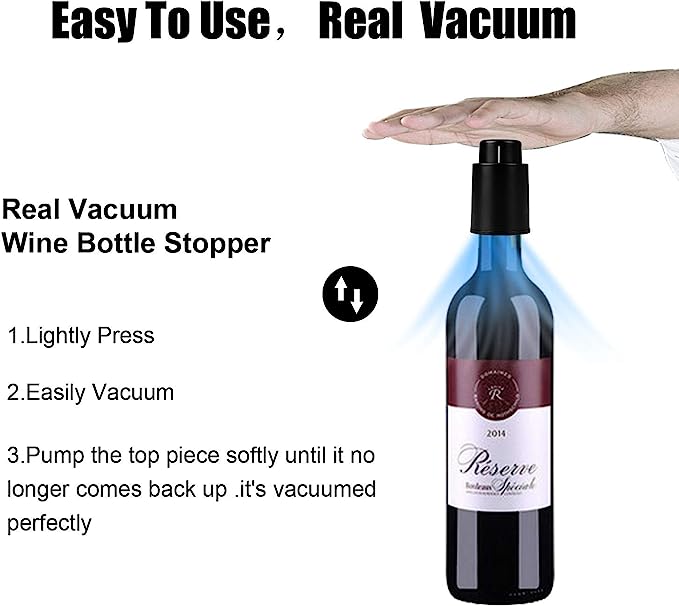 (2 Pack) Vacuum Wine Preserver with Time Scale Record