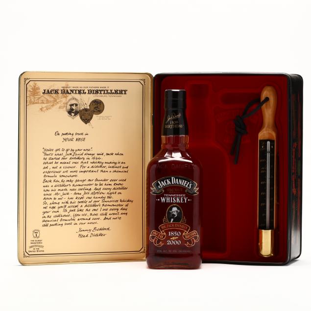 Jack Daniel's 150th Birthday Tennessee Whiskey [1850-2000] with Distiller's Thermometer Gift Set