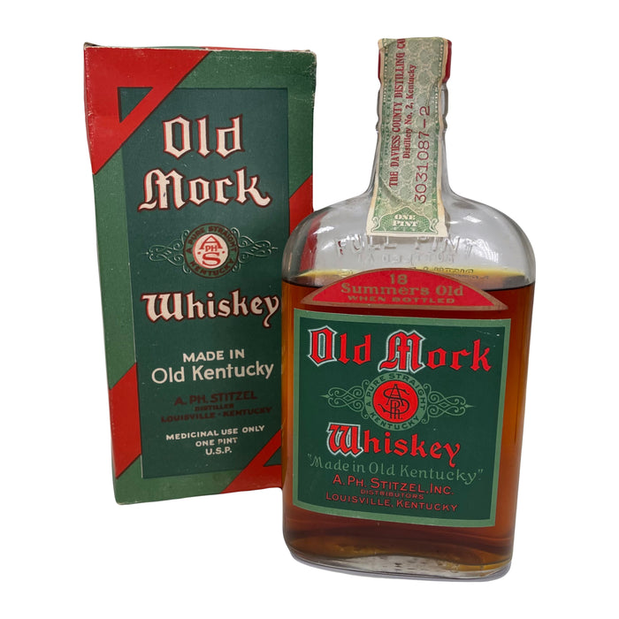 Old Mock Whiskey Distilled 1916 Bottles in 1933 18 year and box made by A Ph Stizel
