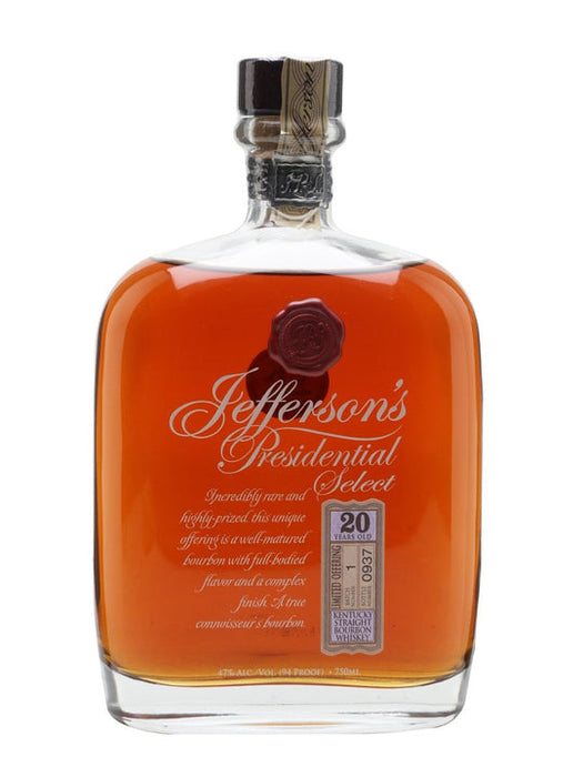 Jefferson's Presidential Select 20 Year Old Kentucky Straight Bourbon Whiskey Batch 1 btl# 1241