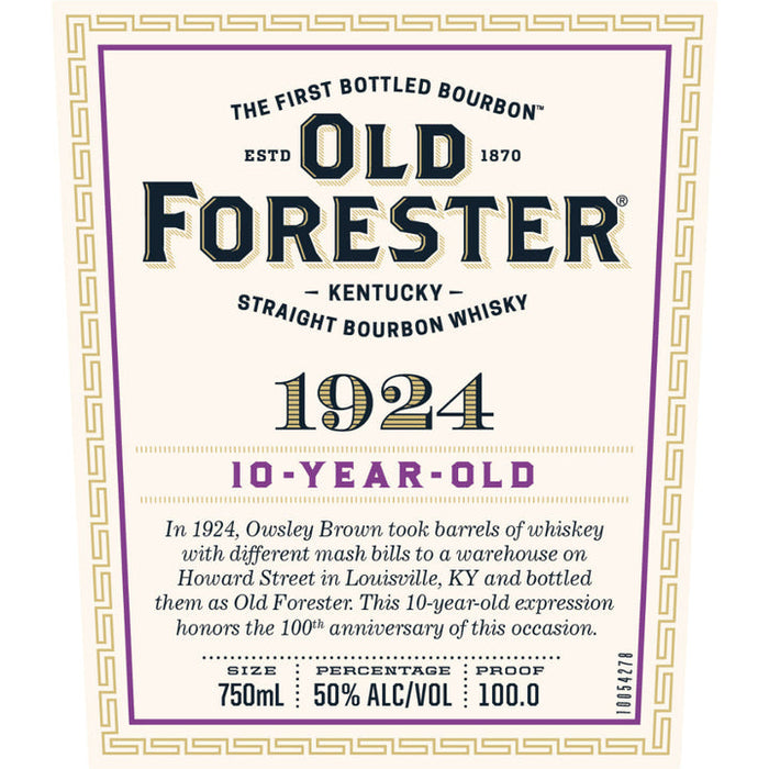 Old Forester 1924 10 Year Old Kentucky Straight Bourbon Whiskey