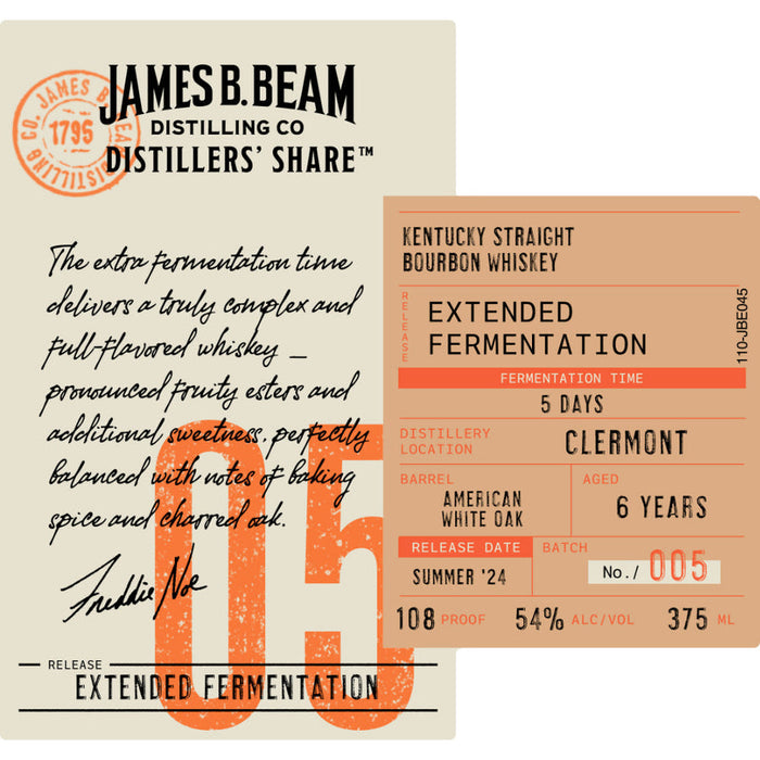 James B. Beam Distiller's Share 05 Extended Fermentation 6 Year Old Kentucky Straight Bourbon Whiskey 375ml