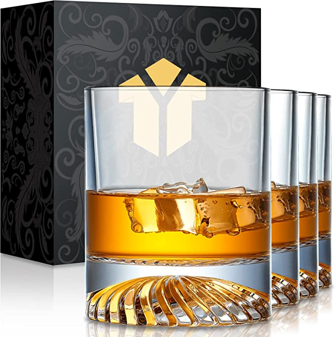 Old Fashioned Whiskey Glasses Set of 4 12oz
