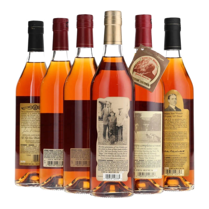 Old Rip Van Winkle Family Reserve 10 Year, 12 Year, 13 Year, 15 Year, 20 Year & 23 Year Old Kentucky Straight Bourbon Whiskey Bundle 750ml 6-Pack