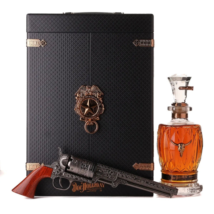 Doc Holliday 10 Year Old Straight Bourbon Whiskey Collector's Case with Revolver Decanter
