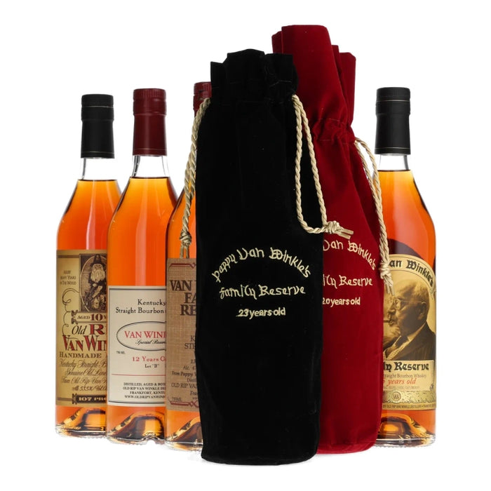 Old Rip Van Winkle Family Reserve 10 Year, 12 Year, 13 Year, 15 Year, 20 Year & 23 Year Old Kentucky Straight Bourbon Whiskey Bundle 750ml 6-Pack