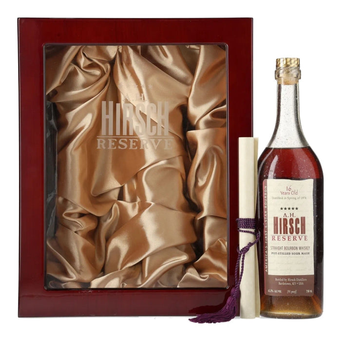 1974 A.H. Hirsch Reserve 16 Year Old Straight Bourbon Whiskey Humidor Set 750ml