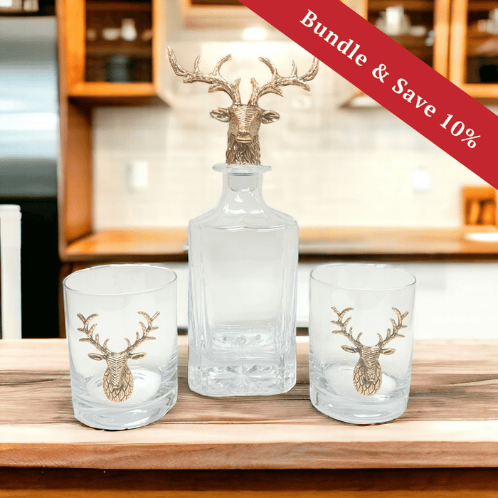 Gold Stag Deer Decanter