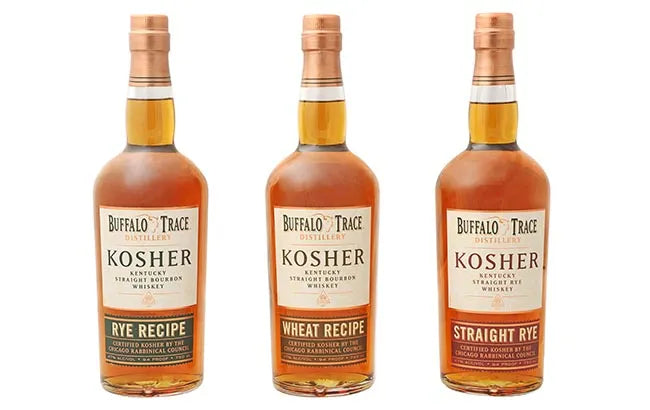 Buffalo Trace Kentucky Straight Bourbon KOSHER 3 pack RYE Recipe - Wheat Recipe - Straight Rye Certified Kosher by CRC