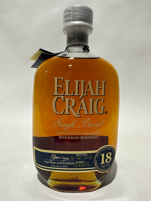 Elijah Craig Single Barrel #5865 Kentucky Straight Bourbon 18 year old bottled 2022