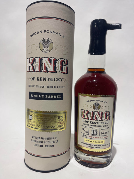 Brown Forman's King of Kentucky Single Barrel 18 Year Kentucky straight Bourbon Whiskey 129.1 proof btl 12 of 40 2022 release