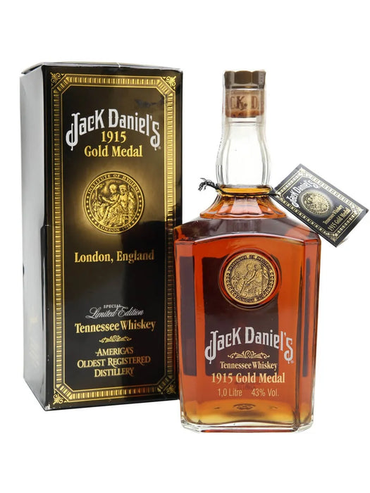 Jack Daniel's Gold Medal Series 1915 London England with Certificate-Box-Neck Tag