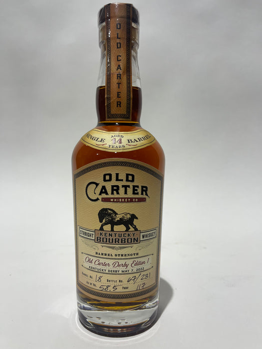 Old Carter Derby Edition 1 Single Barrel Kentucky Straight Bourbon Aged 14 years 117 proof Btl # 67 of 231 Barrel #18 375ml