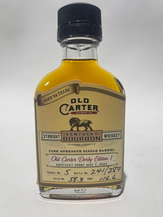Old Carter Derby Edition 1 Single Barrel Aged 14 years 116.6 proof Btl # 241 of 287 Barrel #5 100ml