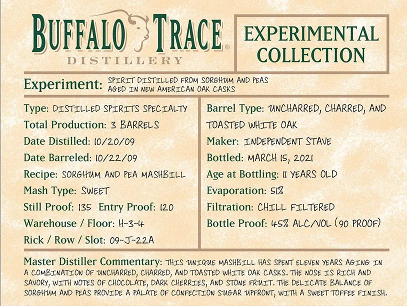 Buffalo Trace Experimental Collection Baiju Style Spirit Distilled from Sorghum and Peas Aged in New American Oak 375ml