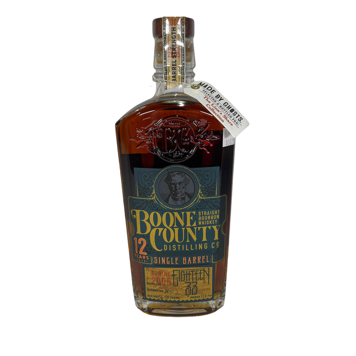 Boone County 12 Year old Single Barrel Barrel strenght Bourbon Made by Ghosts Lion's Share Pick 113 proof