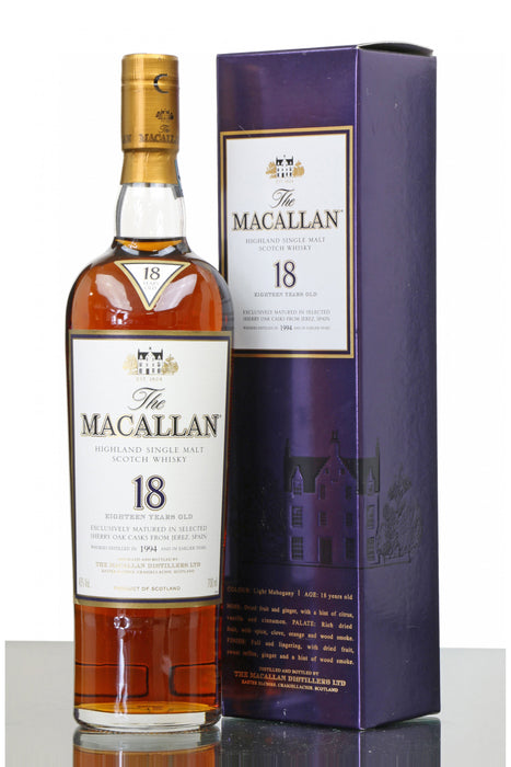 The Macallan 18 Year Old Sherry Oak Single Malt Scotch Whisky 1997
